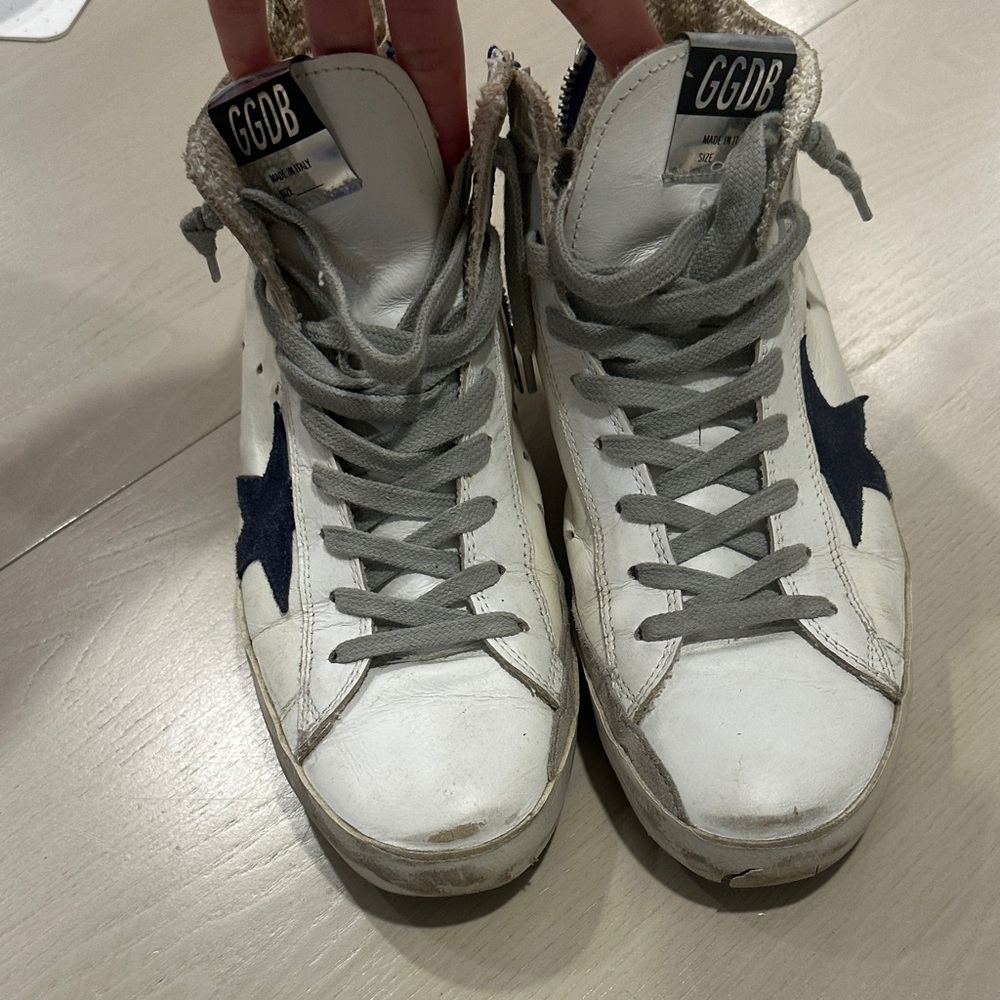Golden Goose White and Navy High-Tops